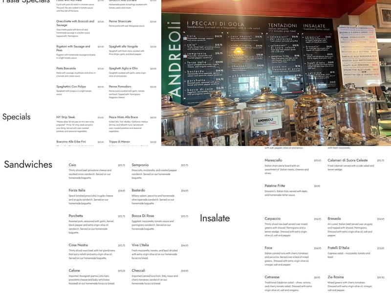 Andreoli Italian Grocer Menu