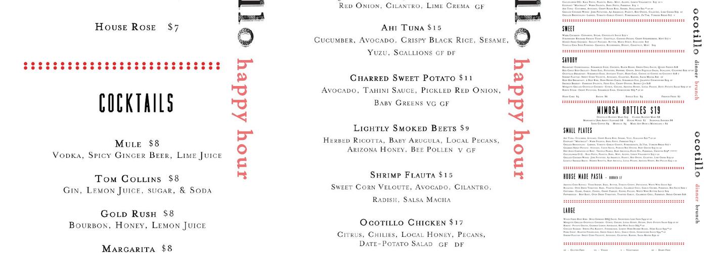 Ocotillo Menu