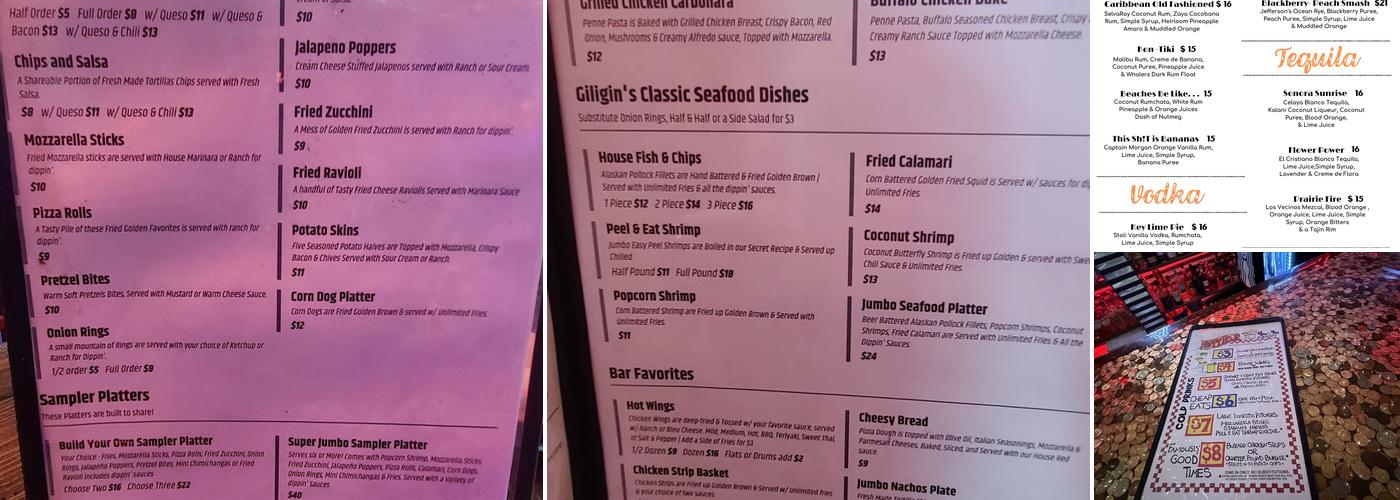 Giligin's Menu