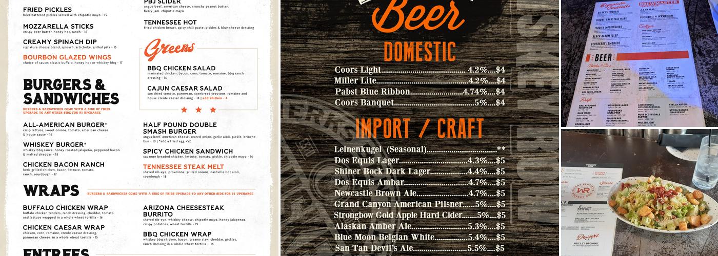 Dierks Bentley's Whiskey Row Menu