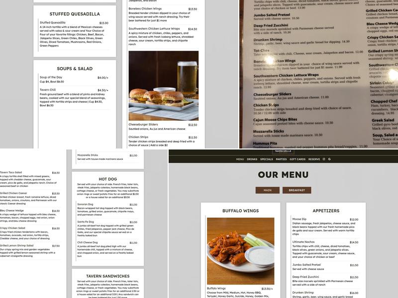 Tavern Grille Scottsdale Menu