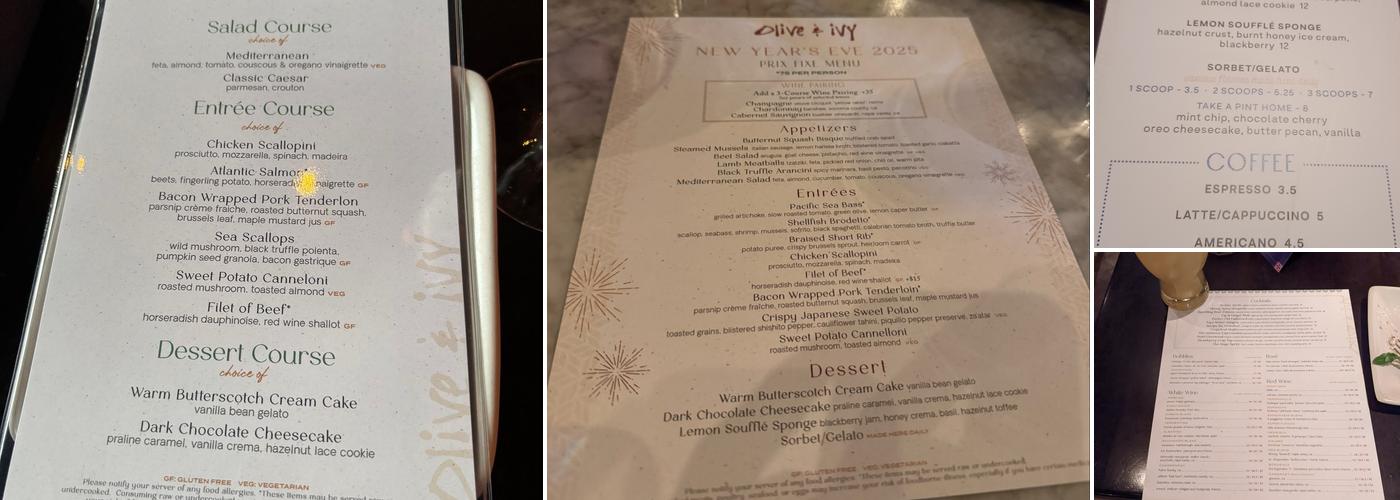 Olive & Ivy Menu