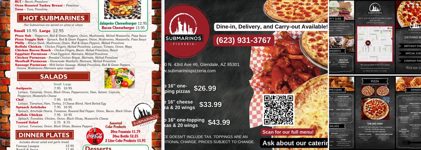 Submarino's Pizzeria Menu