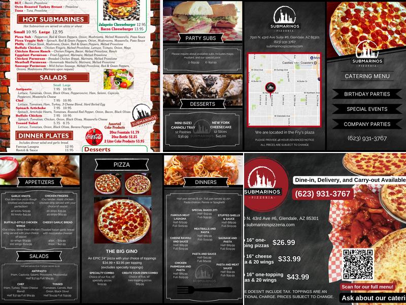 Submarino's Pizzeria Menu