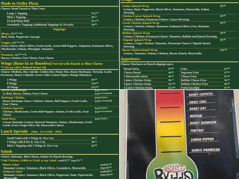 R.Kidds Pizza & Wings Menu