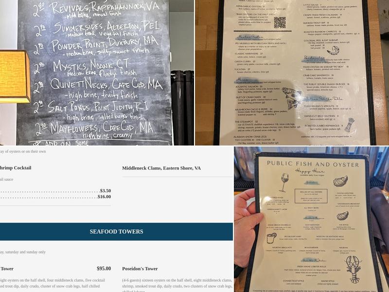 Public Fish & Oyster Menu