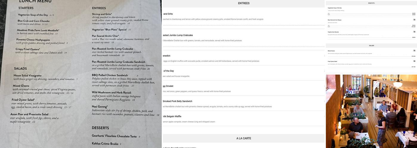 Hamiltons' at First & Main Menu