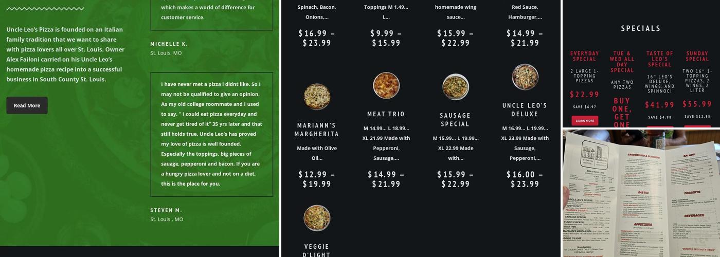 Uncle Leo's Pizza Menu