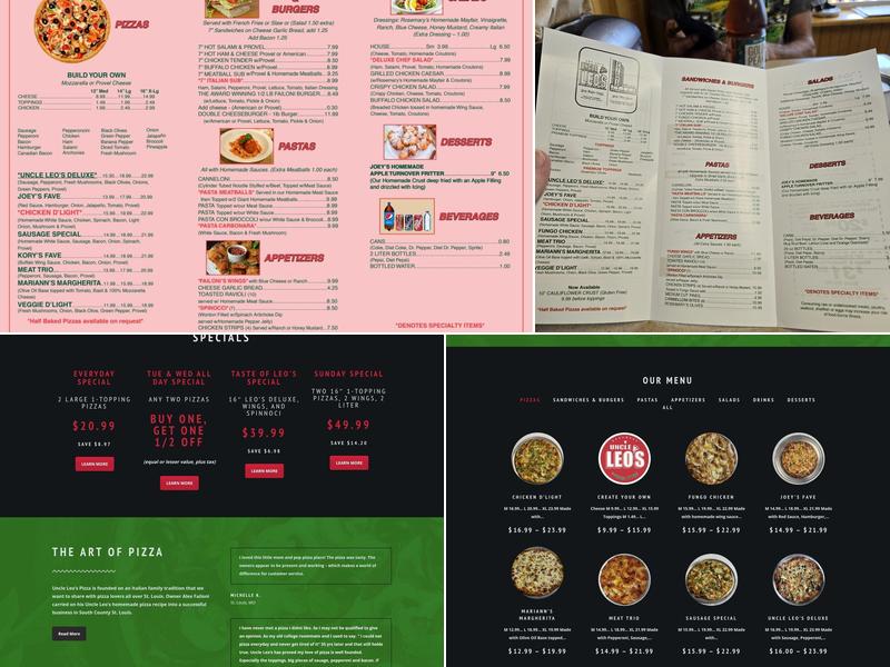 Uncle Leo's Pizza Menu