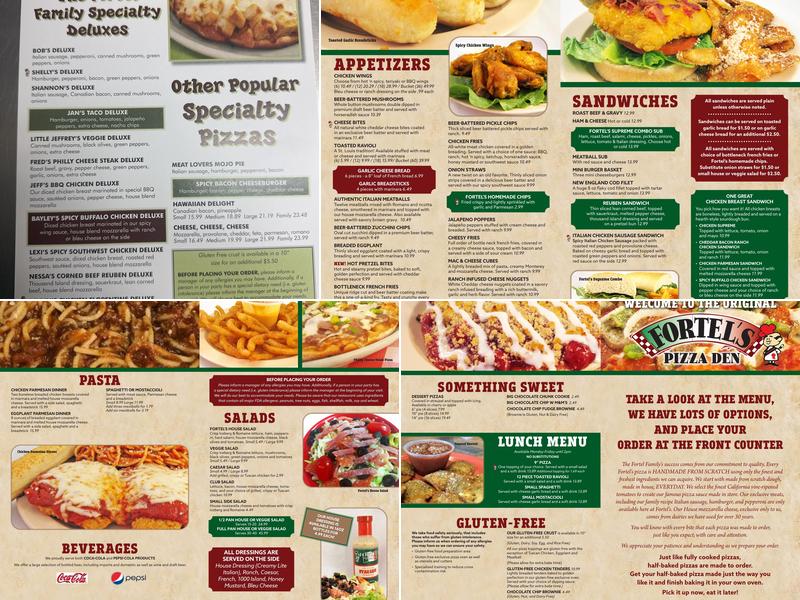 Fortel's Pizza Den Menu
