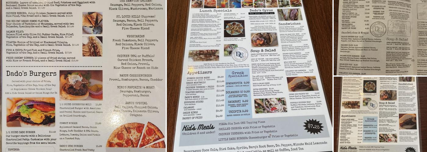Dado's Cafe Menu