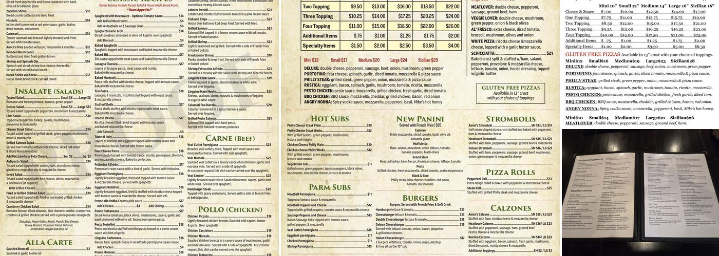 Amici's Italian Bistro Menu