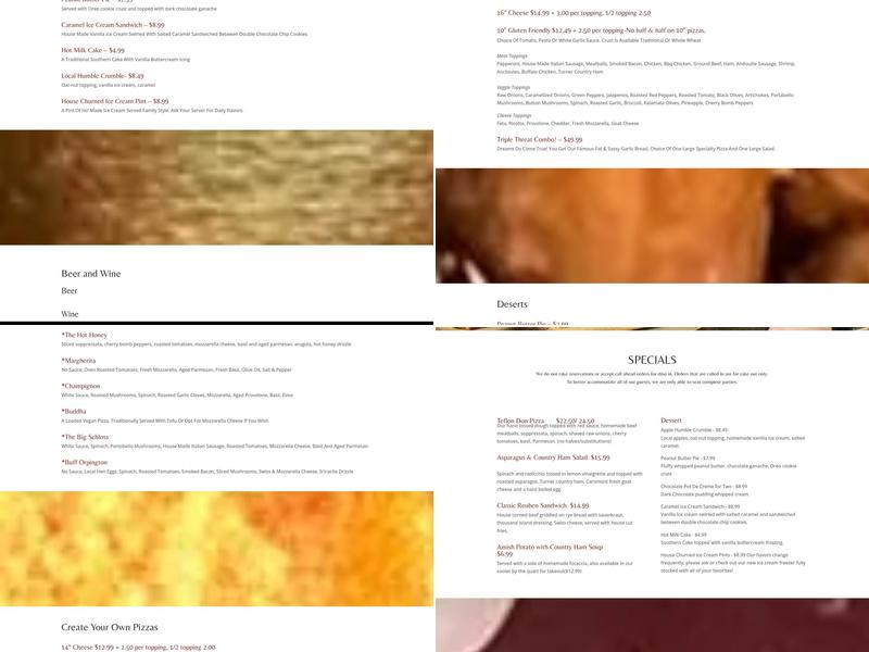 Dr. Ho's Humble Pie Menu