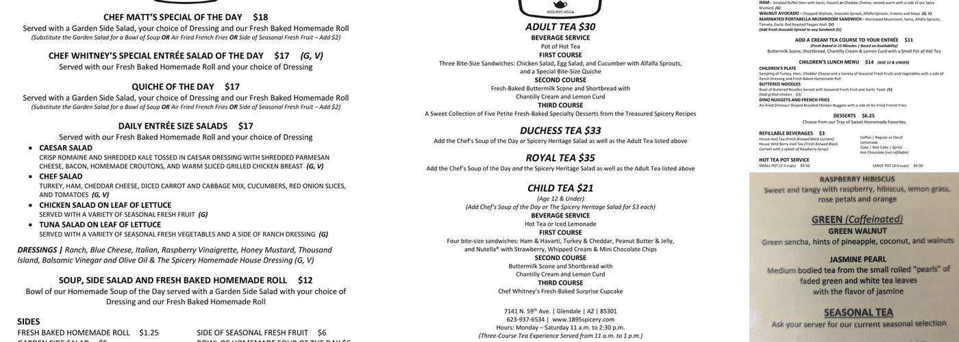 The Spicery In Our 1895 Home Menu