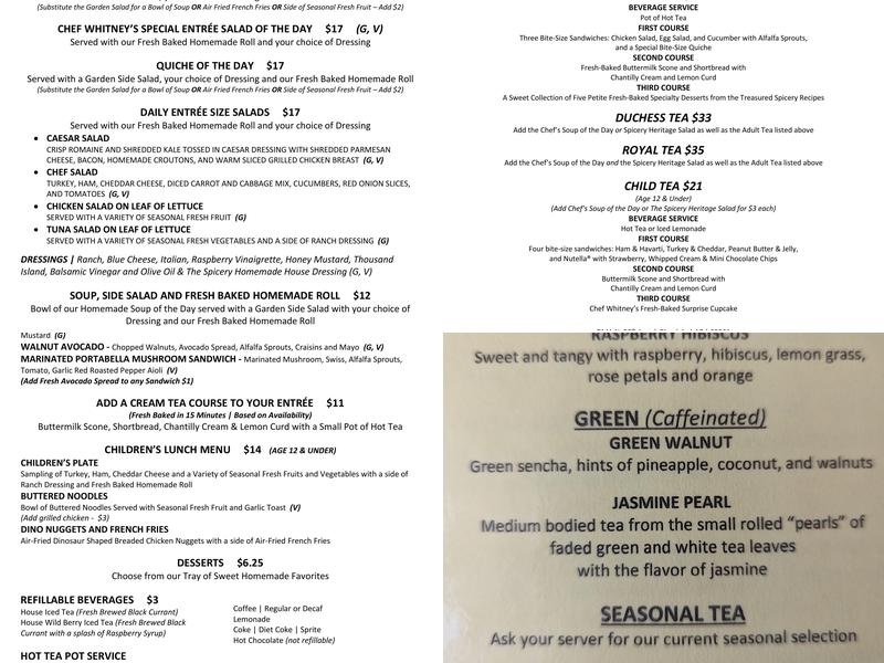 The Spicery In Our 1895 Home Menu