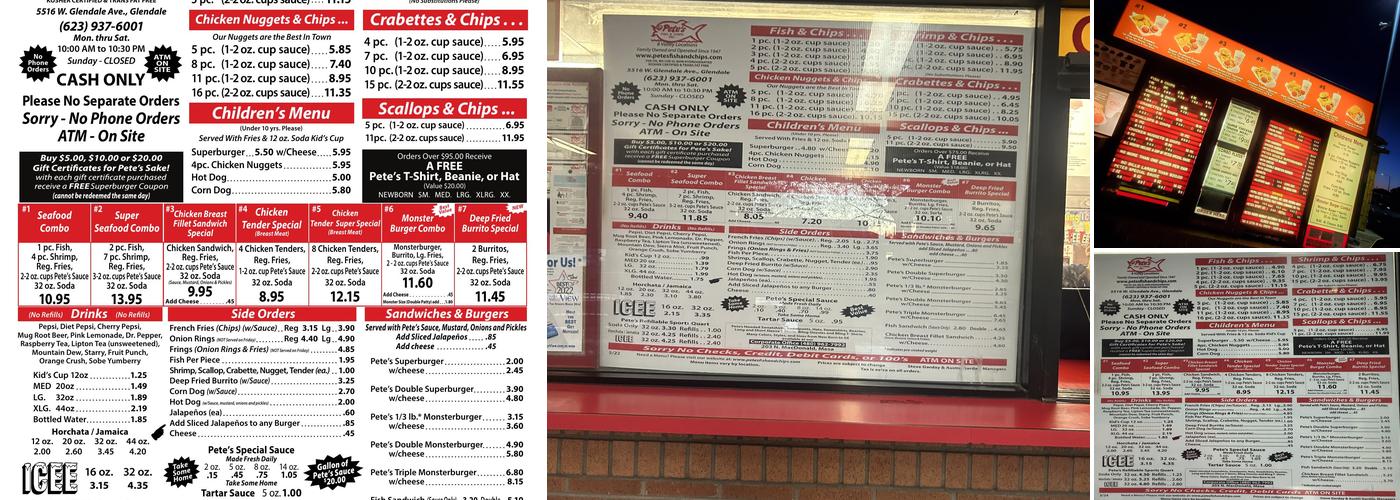 Pete's Fish & Chips Menu