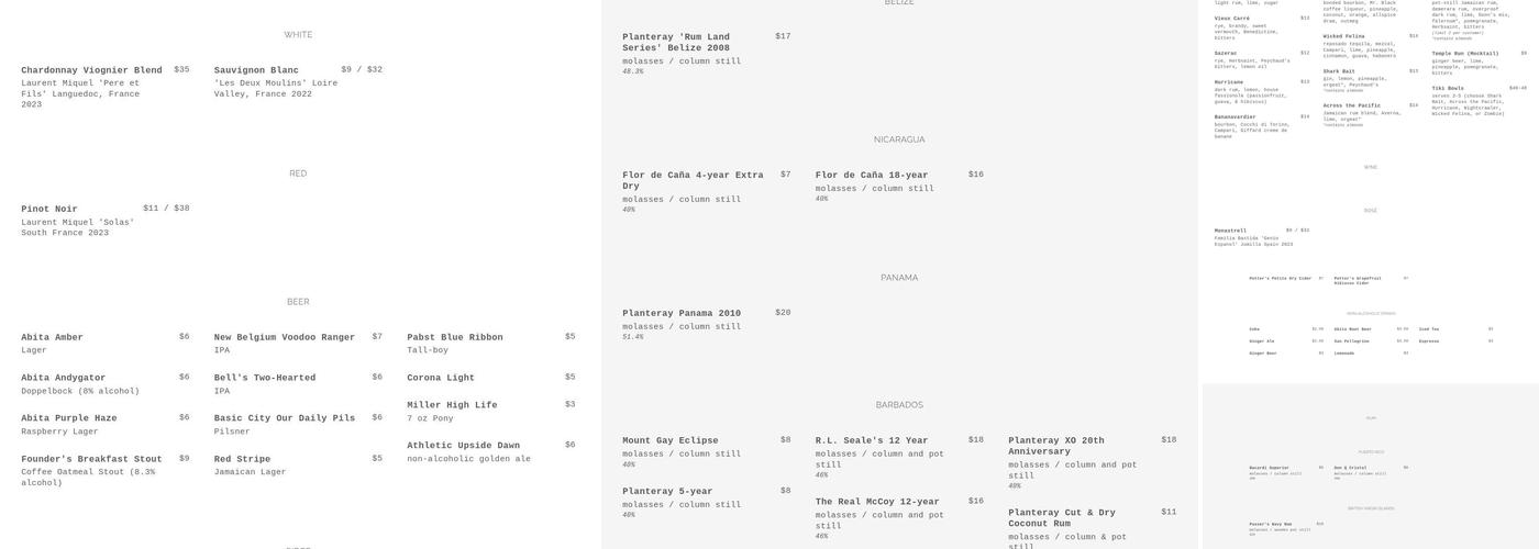 Southern Crescent Galley and Bar Menu