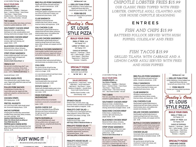 Frailey's Southtown Grill Menu