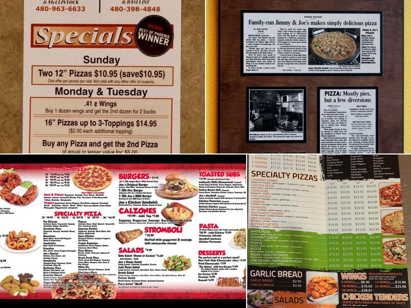 Jimmy and Joe's Pizzeria Serious Slices Menu