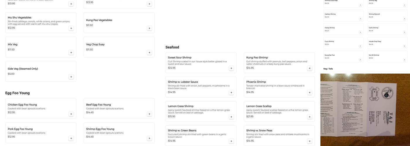 T & J Asian Cuisine Menu