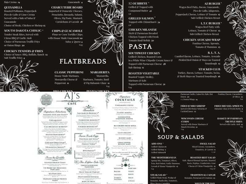 AJ's Cafe Menu