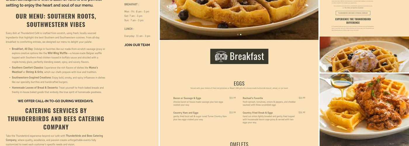 Thunderbird Cafe Menu