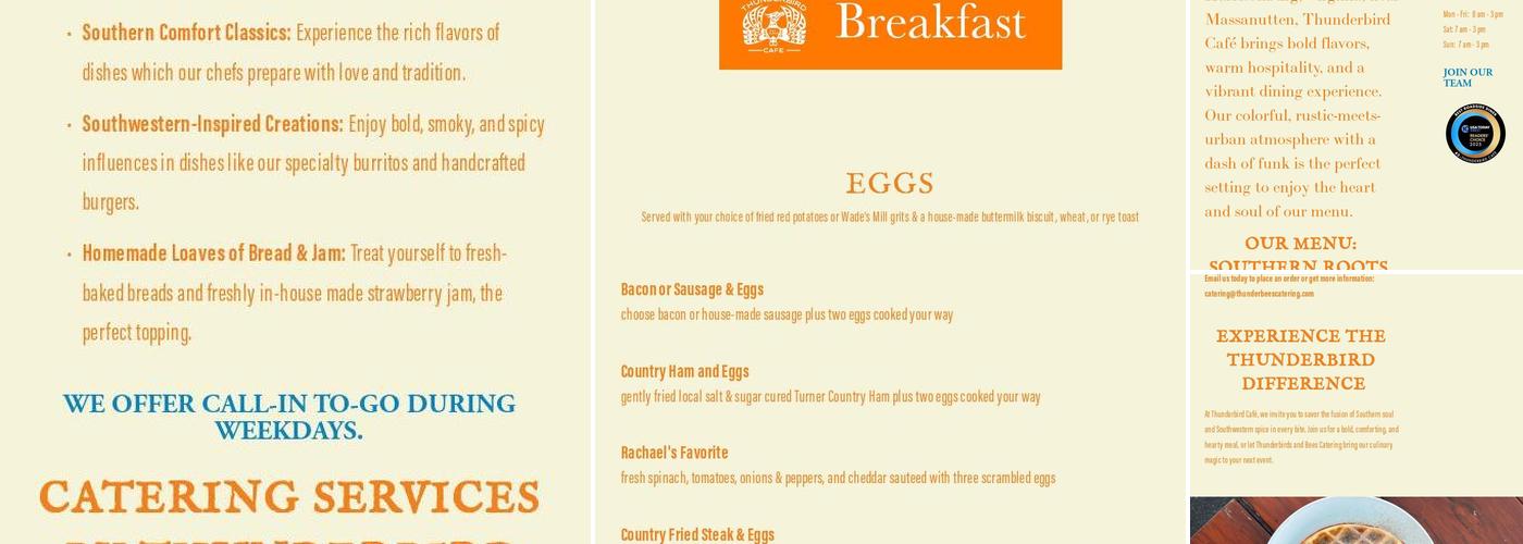 Thunderbird Cafe Menu