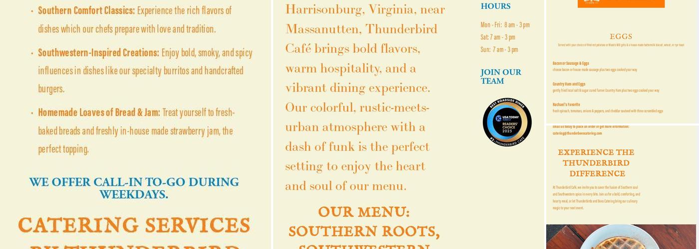Thunderbird Cafe Menu