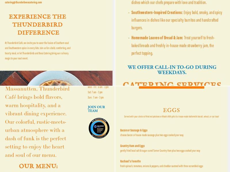 Thunderbird Cafe Menu
