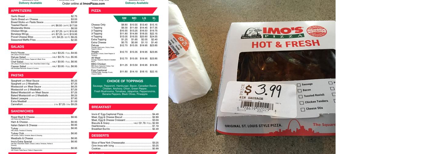 Imo's Pizza Menu