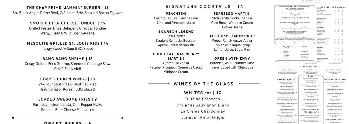 Chop Chandler Menu