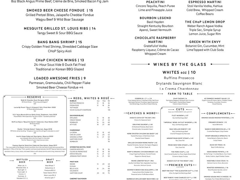 Chop Chandler Menu