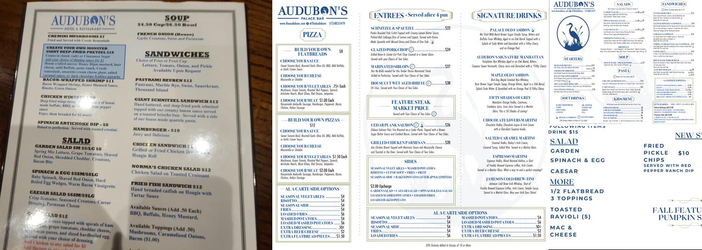 Audubon's Menu