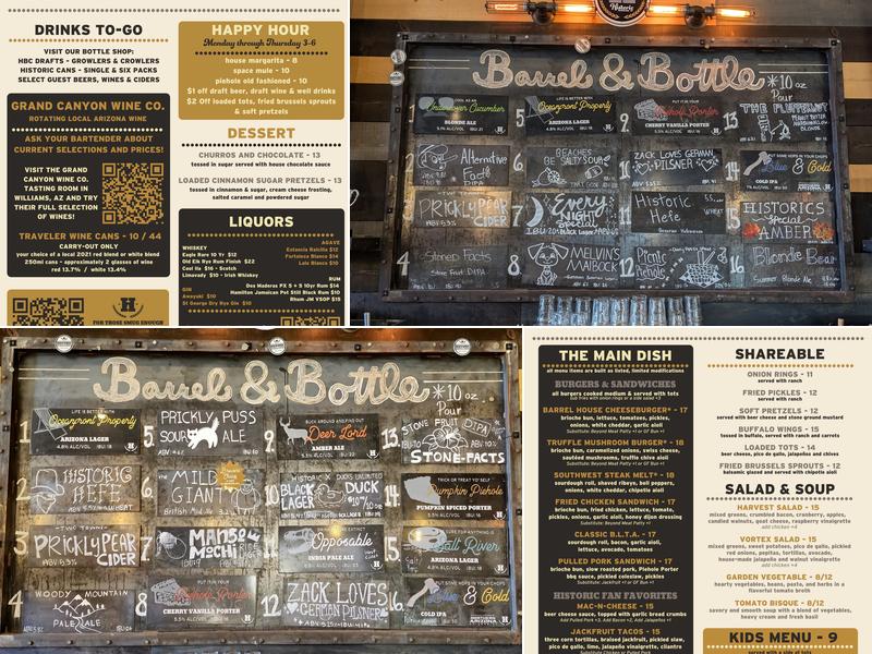 Historic Brewing Barrel House - Williams Menu