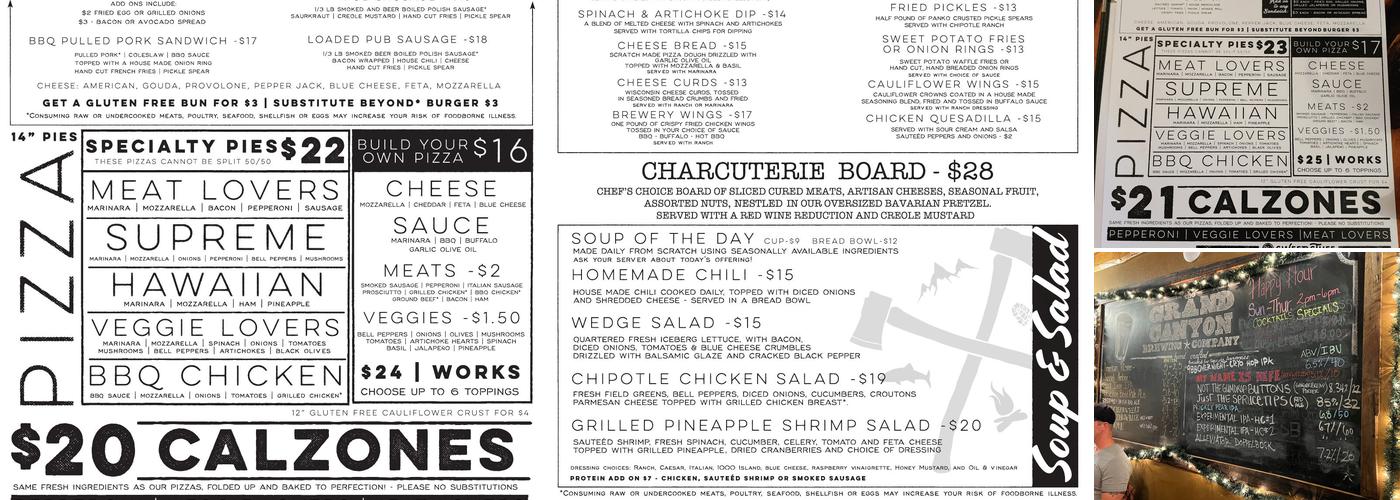 Grand Canyon Brewing + Distillery Menu