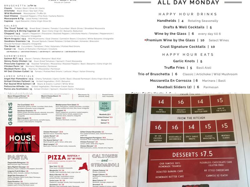 Crust Simply Italian Chandler Menu