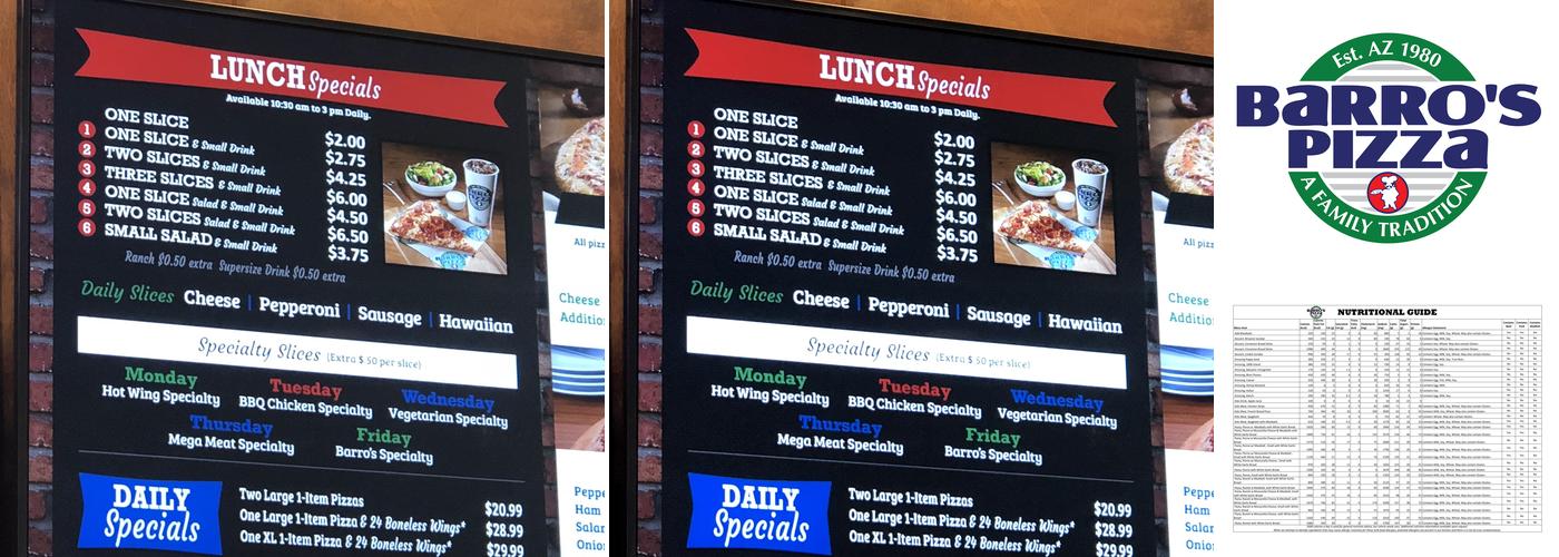 Barro's Pizza Menu