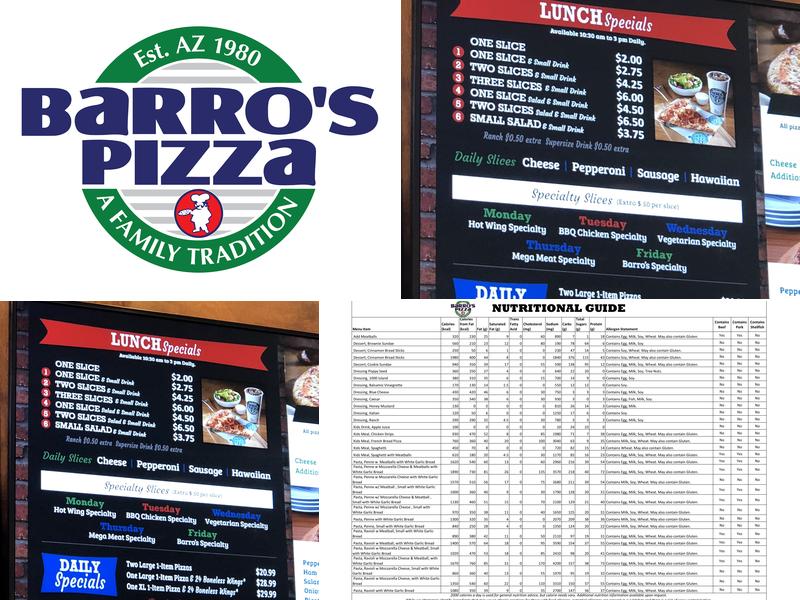 Barro's Pizza Menu