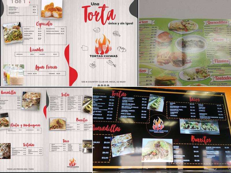 Tortas chiwas Menu
