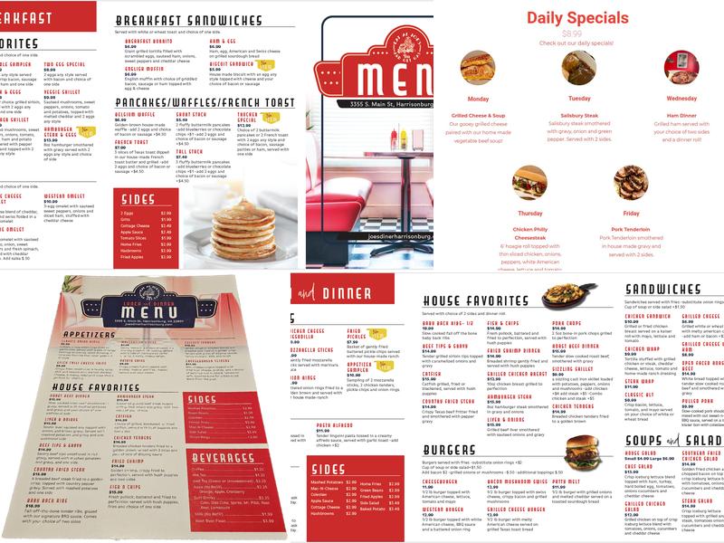 Joe's Diner Menu