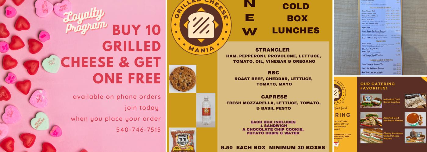 Grilled Cheese Mania Menu