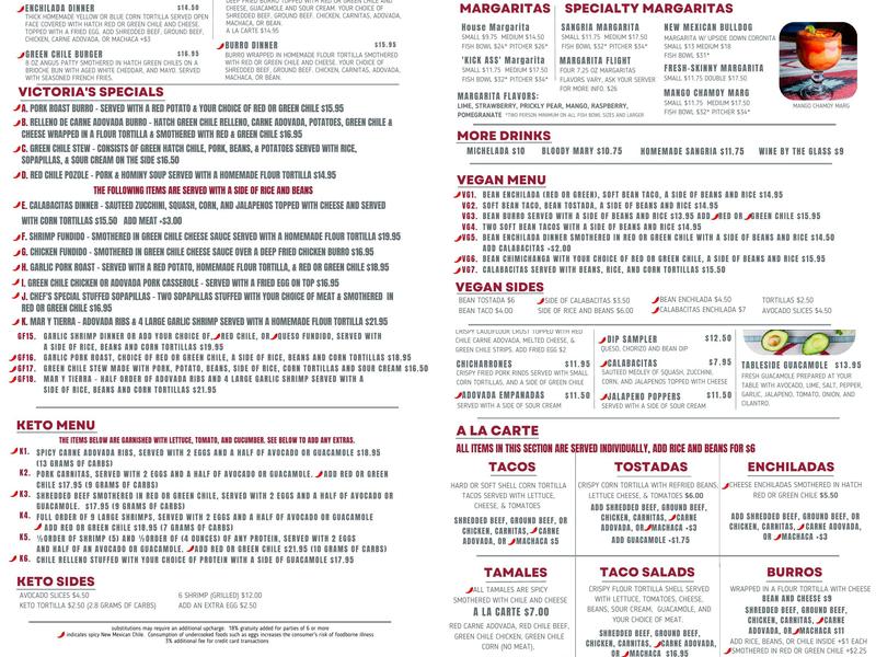 Los Dos Molinos Menu