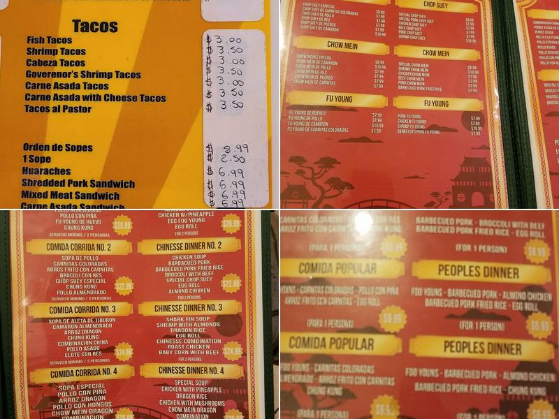 Dragon de Oro Menu