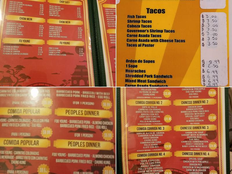 Dragon de Oro Menu