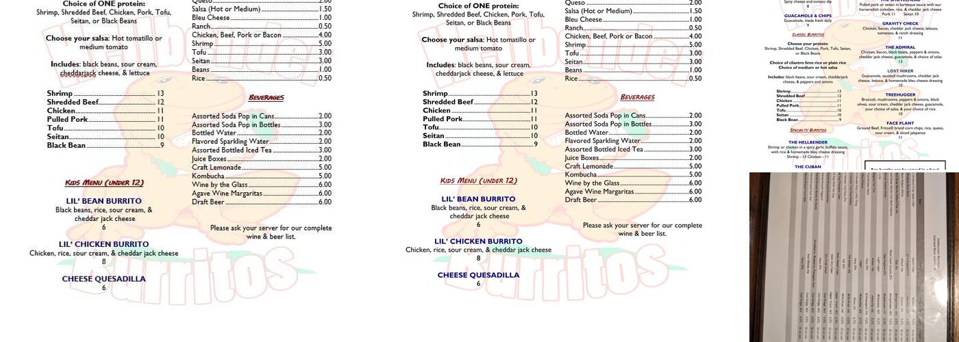 Hellbender Burritos Menu