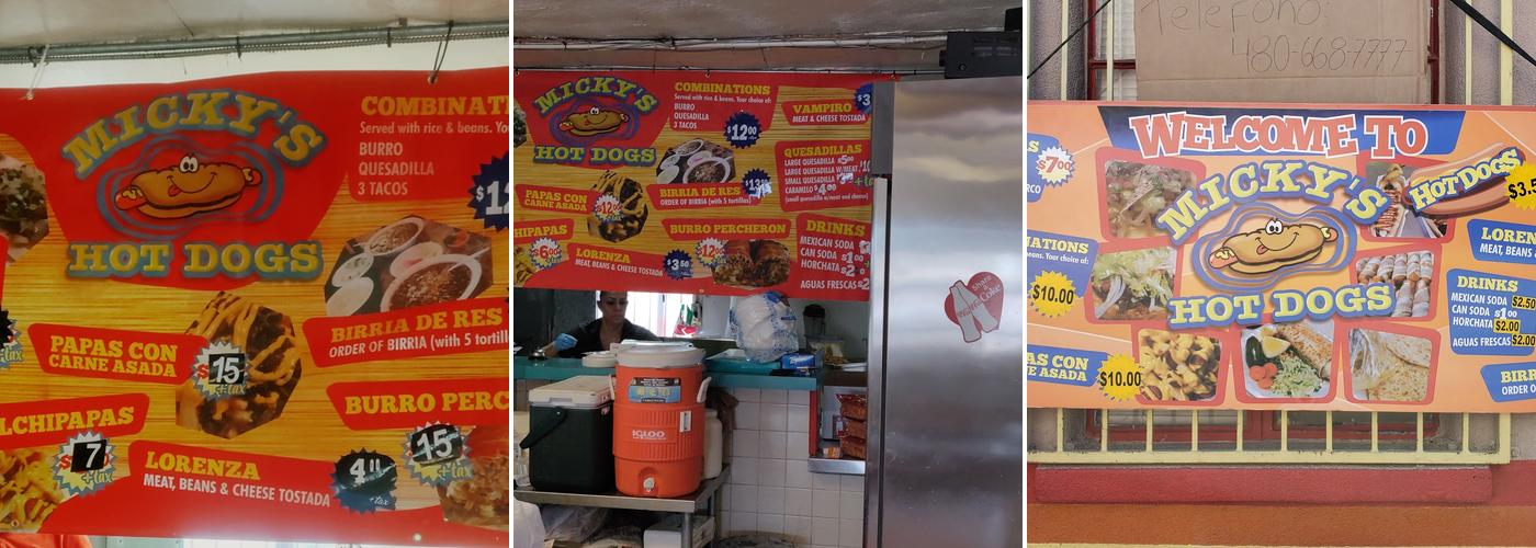 Micky's Hot Dogs Menu
