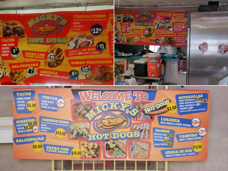 Micky's Hot Dogs Menu