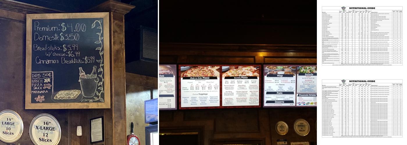 Barro's Pizza Menu