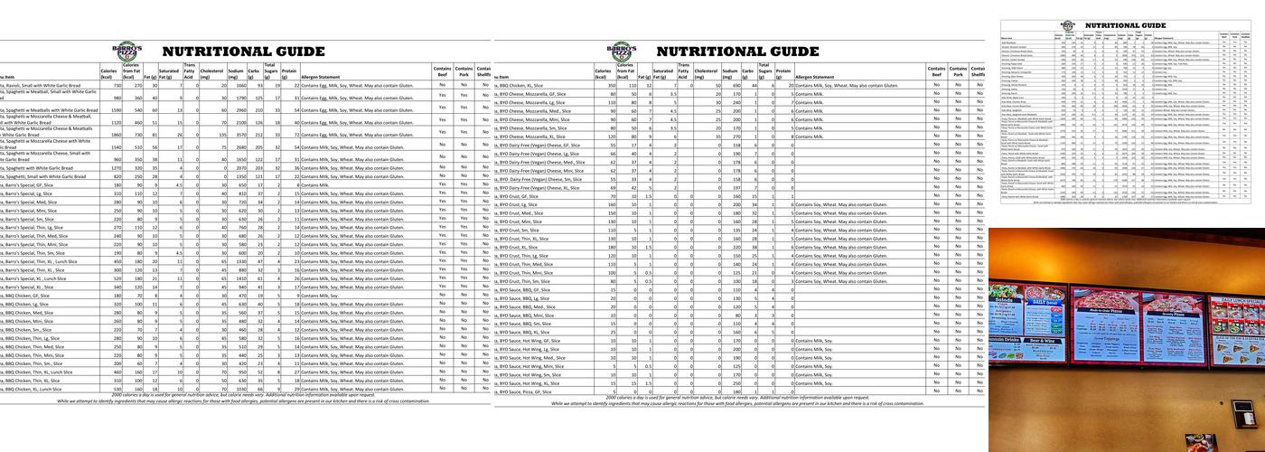 Barro's Pizza Menu