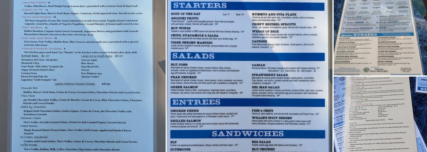 Blu Burger Grille Menu